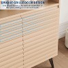 Fluted Storage Cabinet, Sideboard Buffet Cabinet with Storage & Adjustable Shelves for Living Room,Natual - 2 of 4
