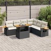 vidaXL 6 Piece Patio Sofa Set with Cushions Black Poly Rattan Acacia - 2 of 4