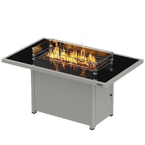 East Oak Brazi 52" Propane Rectangle Outdoor Tabletop Fireplace Gray: Iron Frame, Rust & Heat-Resistant - 1 of 4