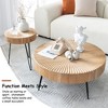 COZAYH 2-Piece Modern Farmhouse Living Room Coffee Table Set, Nesting Table Round Natural Finish with Handcrafted Wood, Radial Pattern - 4 of 4