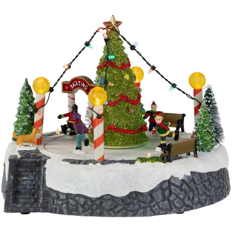 Northlight 9" Animated and Musical Ice Skaters Christmas Scene LED Lighted Village Display, 2 of 7