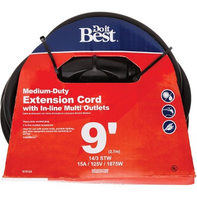 Do it Best  9 Ft. 14/3 In-Line Multi Outlet Extension Cord MLT-TW143-9-BL