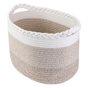 REGALWOVEN Cotton Rope Handcrafted Breathable Odorless Open Storage Bins 15 x 10.2 x 9.4 Inch 1 Pack - 1 of 4