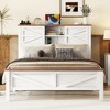 Full Size Platform Bed with Double Sliding Barn Door and Charging Station - 2 of 4