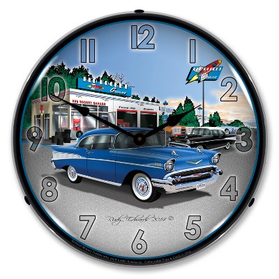 Collectable Sign & Clock | 1957 Bel Air Rocket Gas LED Wall Clock Retro/Vintage, Lighted