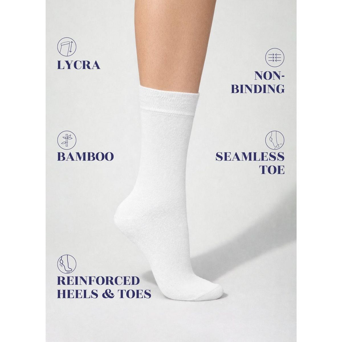 Hugh Ugoli Women's Soft Crew Dress Socks Seamless Toe Non-Binding Lightweight (3 Pairs) - thumbnail 2