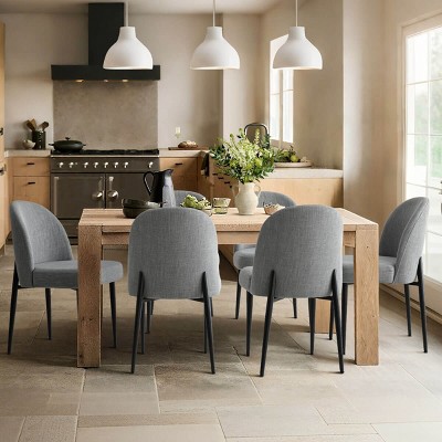 Upholstered Dining Chairs with Linen Blend Fabric and Metal Legs, Modern Armless Side Chairs for Dining Room-Maison Boucle