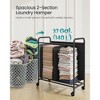 2-Section Laundry Sorter with Wheels, 37-Gallon Rolling Hamper with 2 Removable Bags & Locking Casters, for Laundry Room Bedroom, Ink Black - 3 of 4