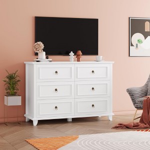 6-Drawer Dresser, Traditional Dresser for Bedroom, Wide Storage Chest of Drawers for Bedroom Living Room, White - 1 of 4