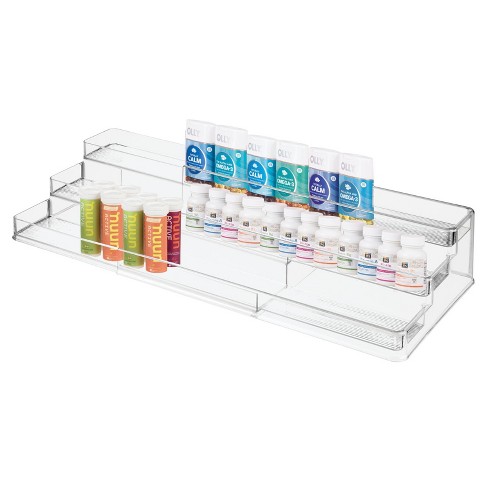 mDesign Plastic Bathroom Medicine Organizer, 4 Level Shelf, 2 Pack - Clear