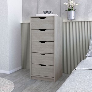 Okak 5-Drawer Narrow Dresser,Vertical Chest for Small Spaces,Tall Storage Cabinet with Soft-Close Drawers for Bedroom/Entryway/Living Room, Gray - 1 of 4