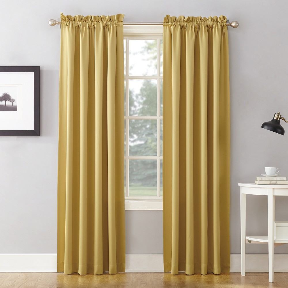 Photos - Curtains & Drapes 54"x63" Sun Zero Room Darkening Seymour Rod Pocket Curtain Panel Yellow
