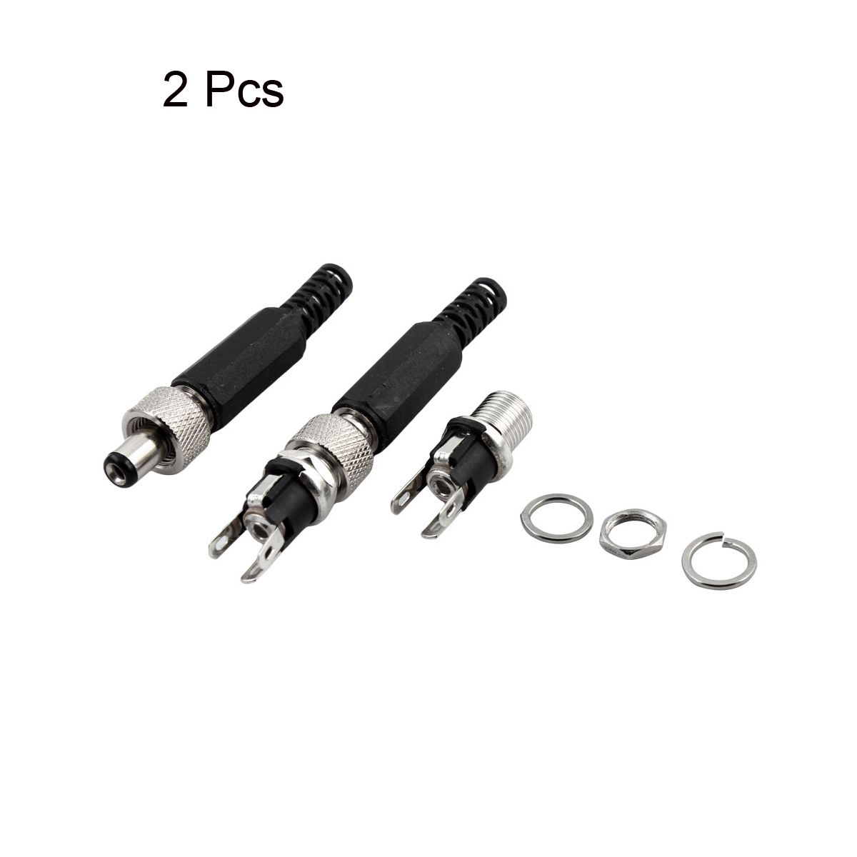 Unique Bargains Lockable Male 5.5mm x 2.1mm DC Power Jack Socket Female Panel Connector 2 Pcs - thumbnail 2