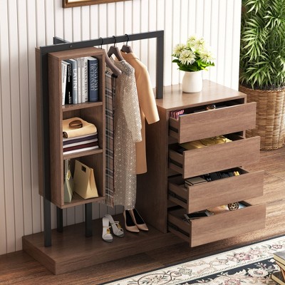Whisen Wardrobe with 4 Drawers and 3 Shelves