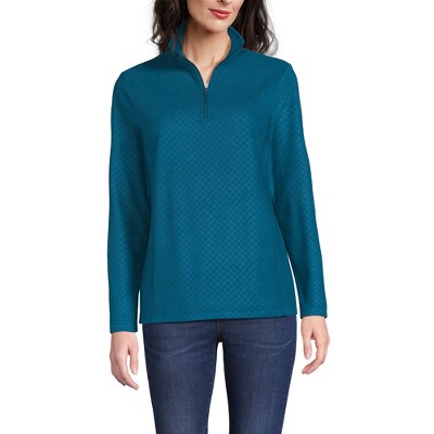 Lands' End Women's Embossed Quarter Zip Fleece Pullover