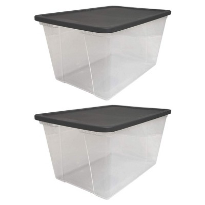 HOMZ Snaplock 56-Qt. Clear Storage Container with Gray Lid (2-Pack)  3256CLGREC.02 - The Home Depot