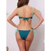 INSPIRE CHIC Women's Contrast Color Ribbed Bikini Sets, Triangle Bottom Swimwear Bathing Suits 1 Set - 3 of 4