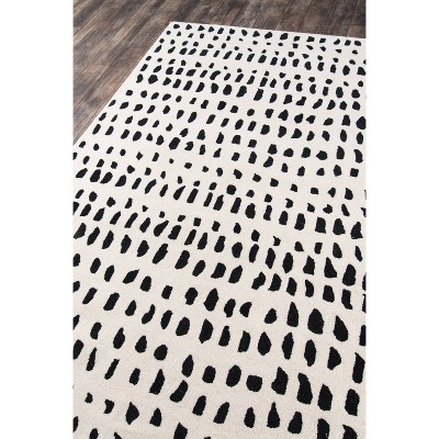 Ivory and Black Geometric Wool Runner Rug 2'3" x 8'