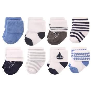 Hudson Baby Infant Boy Cotton Rich Newborn and Terry Socks, Nautical