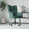 vidaXL Relaxing Chair - Modern Style Dark Green Velvet Adjustable Seat with Roller Castors, Steel Frame and Cross Legs for Living Room or Office - 2 of 4