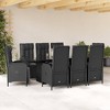 vidaXL Patio Dining Set with Cushions Outdoor Garden Furniture Poly Rattan - Black 8 Piece - 2 of 4