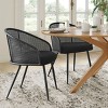 Jules Mesh Rattan Backrest Dining Chair Set of 4 with Black Metal Base, Armrest Kitchen Chairs with Upholstered Bouclé Fabric-Maison Boucle - image 2 of 4