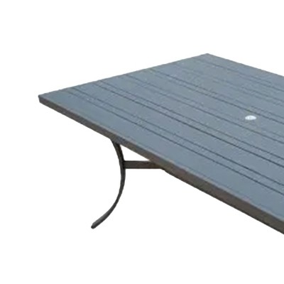 Tuscany 72x39" Black Aluminum Outdoor Dining Table with Umbrella Hole