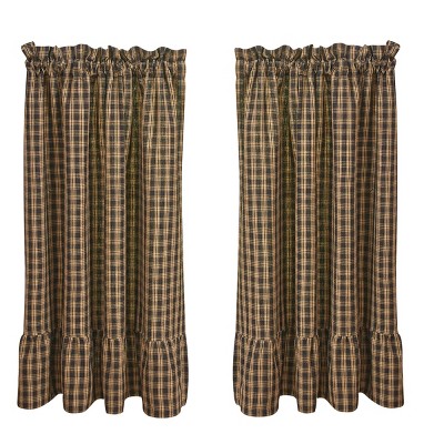 Park Designs Sturbridge Plaid Ruffle Black Tiers 72" x 36"
