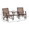 Outdoor Glider Chairs with Coffee Table, Patio 2-Seat Rocking Chair Swing Loveseat with Breathable Sling for Backyard, Garden, and Porch - 3 of 4