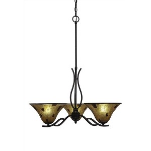 Toltec Lighting Revo 3 - Light Chandelier in  Dark Granite with 10" Penshell Resin Shade Shade - 1 of 1