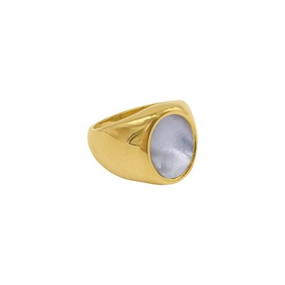 Adornia Tarnish Resistant 14k Gold Plated Oval White Mother of Pearl Ring