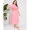 Women's Plus Size Dress Summer Button Down Smocked Midi Dress Short Sleeve Sundress - image 4 of 4