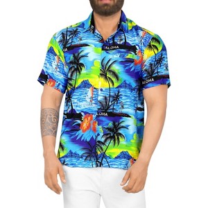 LA LEELA Men's Hawaiian Short Sleeve Button Down Shirt Mens Tropical Shirts Casual Vacation Summer Party Caribbean Shirts for Men Funny - 1 of 4