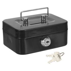 Unique Bargains Mini Safe Box with Metal Key Lock for Cash Watches - 1 of 4