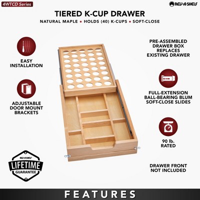 Natural Maple Wood Adjustable Two-Tier Drawer Organizer