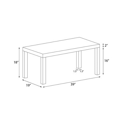 Parsons Black Oak Rectangular Coffee Table with Metal Frame