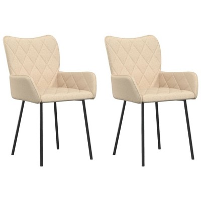 vidaXL Dining Chairs, 2 Pcs, Cream Fabric