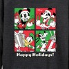 Women's - Disney - Mickey Minnie Goofy and Donald Happy Holidays Lightweight French Terry Wide Neck Long Sleeve Shirt - 2 of 4