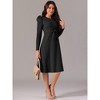 Seta T Women's Puff Long Sleeve Crewneck Tie Waist A-Line Ribbed Knit Midi Sweater Dress - 3 of 4