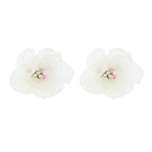 Unique Bargains Organza Flower Shoelace Charms Beige 1 Pair - 1 of 4