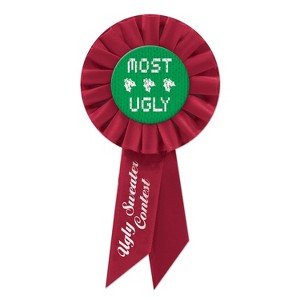 Beistle Ugly Sweater Rosette, 3.25" x 6.5", (2/Pkg) Multicolored - 1 of 1