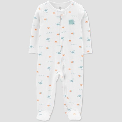 Image of Carter's Just One You® Baby Sea Creatures Footed Pajamas - Blue/Orange/White 6M