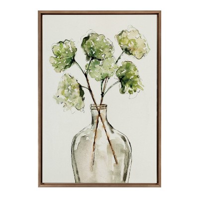 Gold Framed Botanical Greenery Vase Canvas Wall Art, 23" x 33"