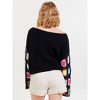Women's French Terry Top With Long Colorful Crocheted Sleeves - umgee - 3 of 4