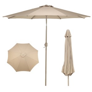 Aoodor 9FT Outdoor Patio Umbrella, Outdoor Market Table Umbrella with 8 Sturdy Ribs, Push Button Tilt and Crank - 1 of 4