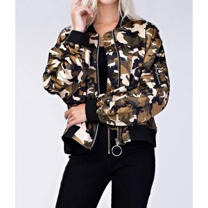 Women's Camo Bomber Jacket - Honey Punch - 1 of 4