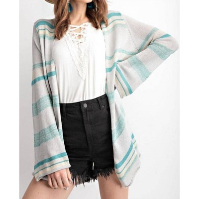 Women's Coastal Striped Knit Cardigan - Easel