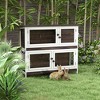 PawHut Rabbit Hutch, Outdoor 2-Tier Wooden Guinea Pig Cage with Removable Trays, Ramp, Asphalt Roof for 1-2 Rabbits, No Screws Installation, Brown - 2 of 4