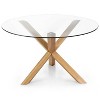 Poly & Bark 48" Kennedy Round Dining Table Natural/Oak: Solid Rubberwood Base, Tempered Glass Top - 4 of 4