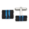Chisel Stainless Steel Brushed and Polished Black and Blue IP-plated Cuff Links - 2 of 2
